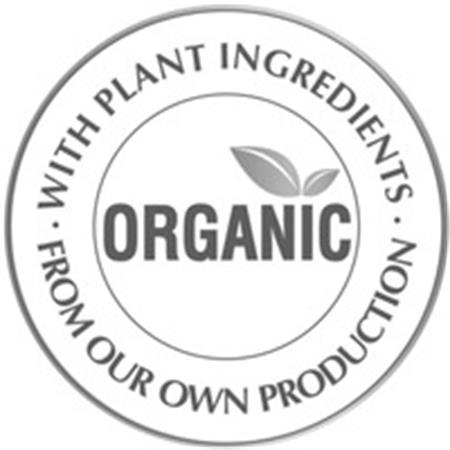 ORGANIC . WITH PLANT INGREDIENTS . FROM OUR OWN PRODUCTION trademark