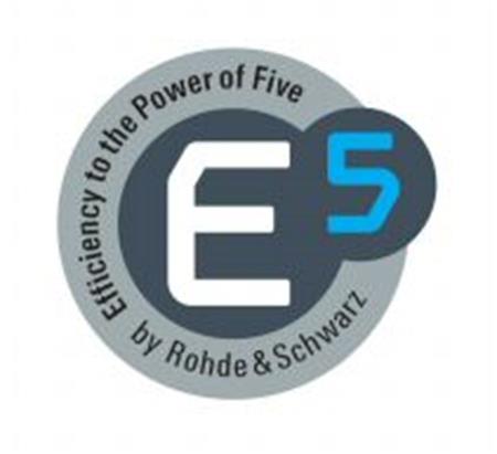 E5 Efficiency to the Power of Five by Rohde & Schwarz trademark