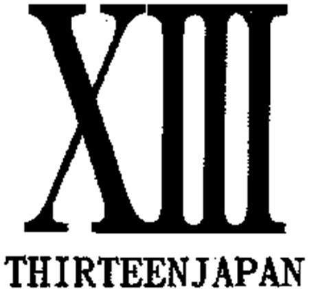 XIII THIRTEEN JAPAN trademark