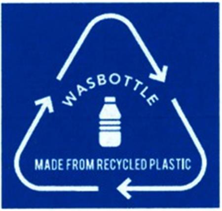 WASBOTTLE MADE FROM RECYCLED PLASTIC trademark