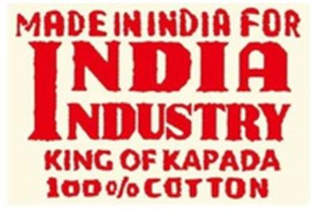 MADE IN INDIA FOR INDIA INDUSTRY KING OF KAPADA 100% COTTON trademark