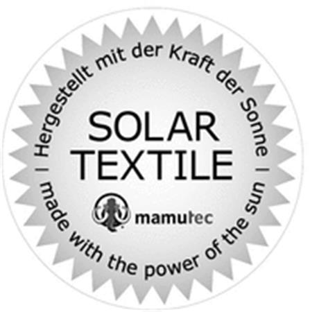 SOLAR TEXTILE mamutec | Hergestellt mit der Kraft der Sonne | made with the power of the sun trademark