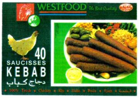 WESTFOOD The First Quality 40 SAUCISSES KEBAB trademark