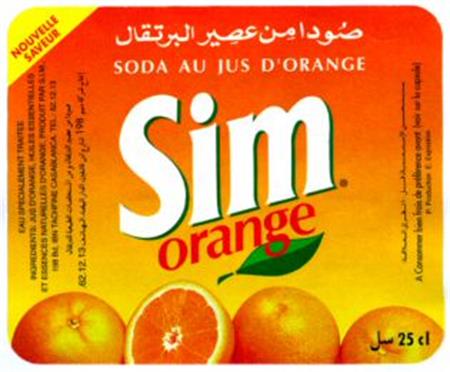 SODA AU JUS D'ORANGE Sim orange trademark