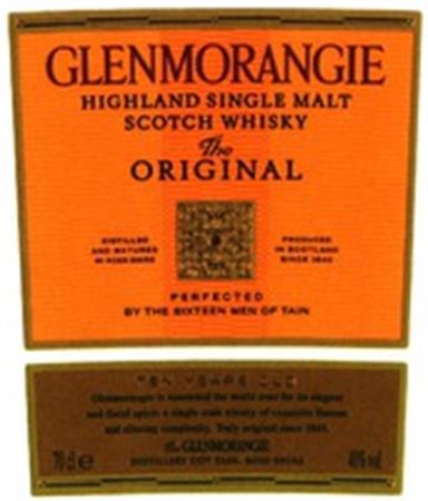 GLENMORANGIE HIGHLAND SINGLE MALT SCOTCH WHISKY The ORIGINAL trademark